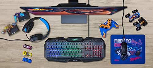 Hot Wheels KANYON Gaming Headset - Cuffia con microfono flessibile, suono 7.1, effetto flusso LED RGB, archetto regolabile, regolatore di volume, USB, PC, PS4, PS5, Nero - Cuffia gaming - Immagine 4