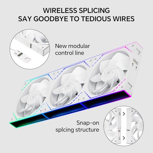 Image of Thermalright TL-M12QRW 120mm ARGB Reverse Case Fan, Daisy-Chain | 1500RPM | Silent Computer Fan with Infinite Mirrors on Both Sides(White) | Reverse Airflow, Daisy Chain PWM /ARGB, Infinity Mirror Lighting