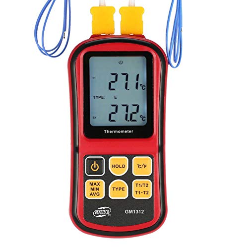 Ballylelly para GM1312 Termómetro de termopar Digital de Doble Canal -50~300 ℃ Medidor de Temperatura de Mano 2 Piezas Termopar de Tipo K