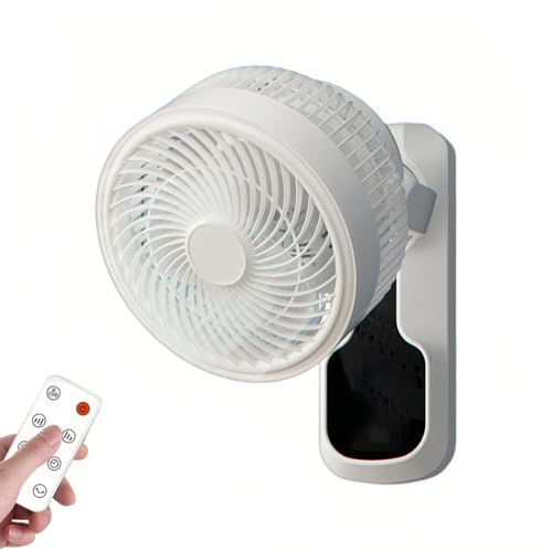 Ventilador de Pared con mando a distancia Ventilador pequeño Silencioso Temporizador 12 Horas Inclinación Ajustable Función oscilante Cable de alimentación Extra Largo de 2.5M