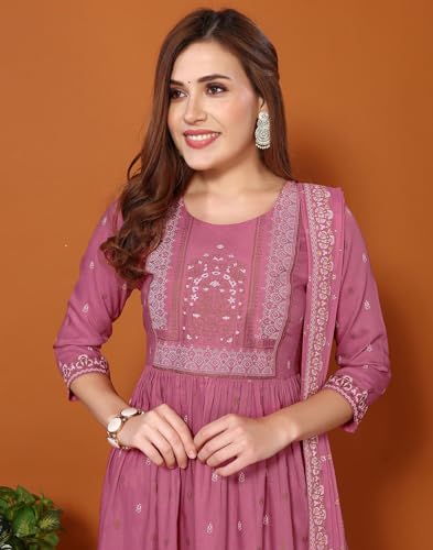 Image of SIRIL Women's Rayon Viscose Printed Kurta Pant with Dupatta Set