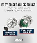 McKillans® Water Hose Quick Connect [Universal FIT] 3 Pack - Stainless Steel - Garden Hose Quick Connect Stainless - Durable Quick Connect Garden Hose Fittings - Easy Instant Connection