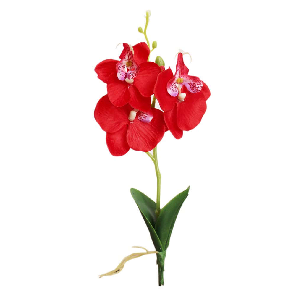 WOTEG Triple Artificial Orchid Silk Flower - Fake Orchids Artificial Phalaenopsis Stems - Pink Artificial Flowers for Decoration Real Touch Silk Orchids Stems - Artificial Phalaenopsis Flowers