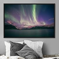 Framed Canvas Wall Art Dayspring Astronomy & Space Contemporary Cosmic Dramatic Green Group Photography Realism - 16x24 inches