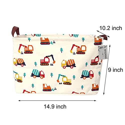 Image of Rectangle Storage Basket Cute Canvas Organizer Bin for Pet /Children Toys, Books, Clothes Perfect for Rooms /Playroom (Cars)