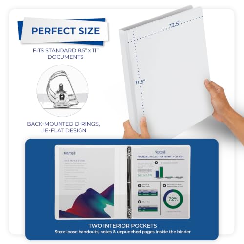 Image of Samsill Durable 0.5 inch 3 Ring Binder, D Ring Binder, 100% Recycled Chipboard, White, 4 Pack