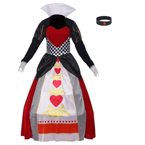 Costume de reine du cœur pour soirée déguisée à thème Alice au pays des merveilles