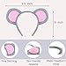 4 Count Grey Mouse Ears Headband for Adults, Soft Gray Rat Ears Headband Accessory for Mouse Costume, Halloween, Cosplay, Parties Fashion Hairband Face Wash Makeup Hairband for Adults