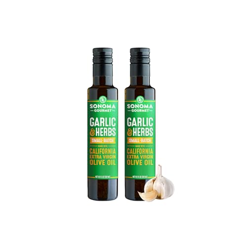 Sonoma Gourmet: Garlic & Herbs Flavored Olive Oil | 100% California Extra Virgin Olive Oil | 8.5 FL OZ (Pack of 2)