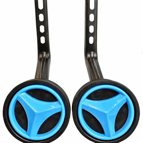 Image of Adjustable Side Support Training Wheels for Kids Cycle, 14 to 20 Inch, Black with Colorful Spoke Design