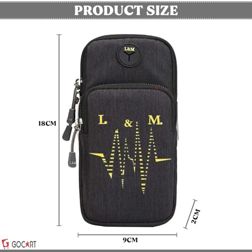 GOCART WITH G LOGO Mobile Arm Bag Men and Women Elastic Travel Mobile Arm Bag Fitness Outdoor Equipment Wrist Bag Best Running Sports Arm Band Strap Holder Pouch Case for Exercise Workout Fits