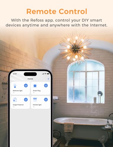 Refoss WLAN Schalter Universal Smart WiFi Switch mit Fernbedienung, Sprachsteuerung, funktioniert mit Alexa, Google Home, DIY Intelligenter Schalter, 2500W, 2 Stück,Nicht kompatibel mit Apple HomeKit