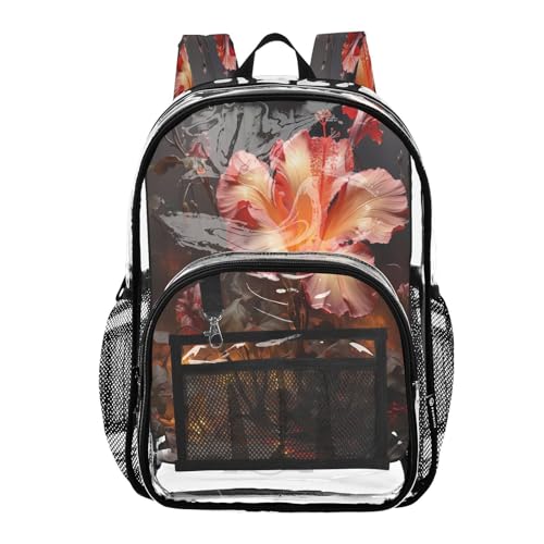 Beautiful Flowers Clear Backpack - Stadium Approved Large 15.7-inch Waterproof Transparent Bag for Sports, Concerts, Work, Travel#268