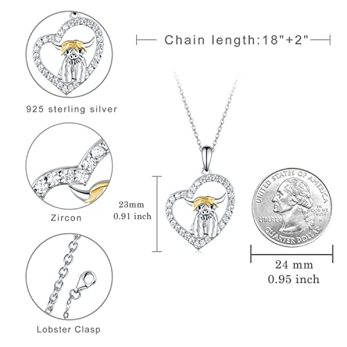 Highland Cow/Unicorn/Turtle/Moon Fairy/Axolotl/Owl/Mermaid/Cat/Cat and Girl/Frog/Wolf Necklace 925 Sterling Silver Animal Necklace Animal Jewelry Gifts for Women4