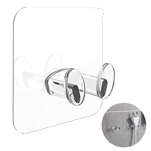 10 Stück selbstklebender Steckerhalter, transparente Mehrzweck-Haken, Wandaufhänger, Haken, Rasierer-Halter, Stecker-Organizer, Haken für Badezimmer, Schlafzimmer, Küche (transparent)
