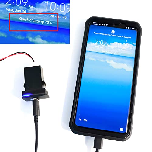 Puerto de carga USB 3.0 con luz LED azul para panel 22.8x22.5mm miniatura 5