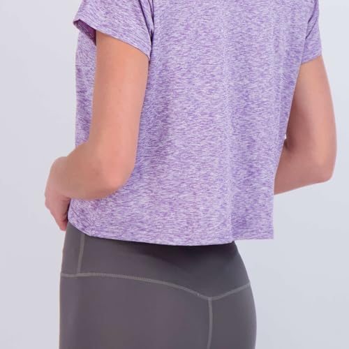 Image of Real Essentials 5 Pack: Women's Dry-Fit Crop Top Short Sleeve Shirts Workout Gym Cropped Athletic Tee (Available in Plus)