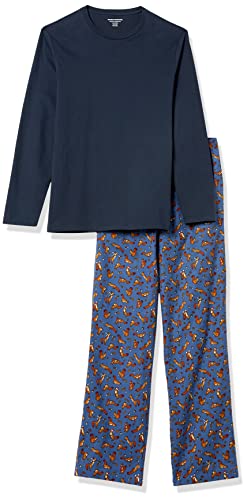 Image of Amazon Essentials Men's Flannel Pant and Long-Sleeve T-Shirt Pajama Set