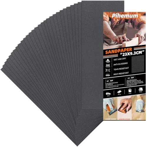 30 Piezas de Lija - Papel de Lija para Madera Grano 400 Húmedo/Seco, Hojas 23x9 cm para Metal y Pulido Automotriz - Juego Completo para Acabados Profesionales en Muebles y Carrocería
