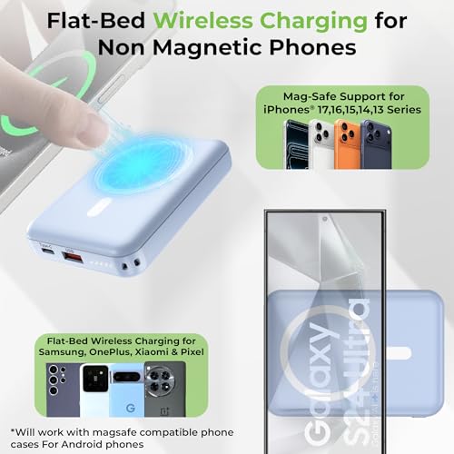 Image of UltraProlink |10000 mAh | Magnetic Mag-Safe Power Bank|Juice-Up Mag 6 |22.5W Type C Port with PD-PPS Support | Mag-Safe Charging for iPhone Series 17,16,15,14,13 | Made in India | Blue | UM1120