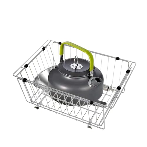 Cesta de almacenamiento de mesa – Cesta de almacenamiento portátil, organizador de alambre | Cesta de almacenamiento de ahorro de espacio, cesta de drenaje profunda de acero inoxidable para cocina