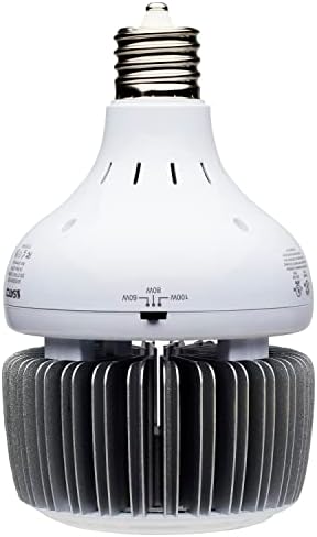 Satco S33112 Hi-Pro LED High Bay Wattage-Selectable HID Replacement Light, White, 60W/80W/100W