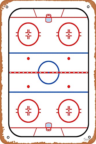 Asioadwna Ice Rink Diagram Hockey Game Companion Poster Metal Tin Sign 8X12 Inches Man Cave Retro Vintage Wall Decor Art #TOP25