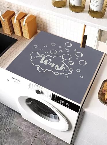 Image of Homecloud Non-Slip Washing Machine Mat - Durable Waterproof Protective Cover for Washer & Dryer, Dust-Resistant Mat Ideal for Laundry Room & Kitchen Appliances (Grey Wash)