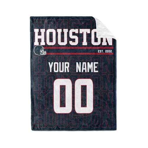 Image of ANTKING Houston Throw Blanket for Men Women Boy Custom Name and Number Gifts