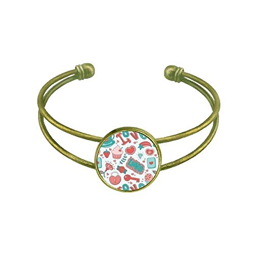 El dAa de San ValentAn amor fresa corazon Pulsera Brazalete Retro Joyas De PuAo Abierto