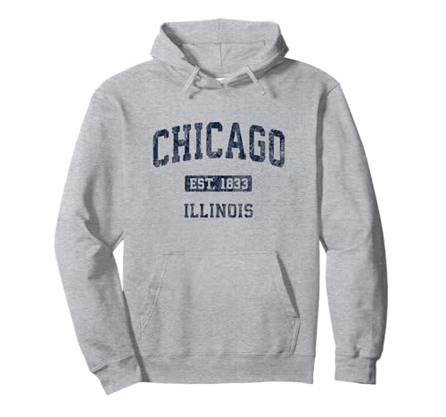 Chicago Illinois IL Vintage Athletic Sports Design Pullover Hoodie