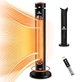 Outdoor Patio Heater, Airvention 1500W Infrared Heater with 8 Heating Levels, IP65 Waterproof, Remote, 75°Oscillation,Tip-Over Protection, 33" Outdoor Electric Heater for Backyard, Garage, Porch