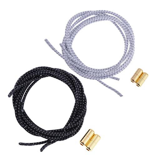 shamjina Cadarços Elásticos Esportivos com Liberação Rápida, Sem Alça, Preto, 100cm