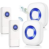 Wireless Doorbell with 2 Buttons 2 Receivers - PHYSEN Waterproof Doorbell Chime Kits, Operating at 1