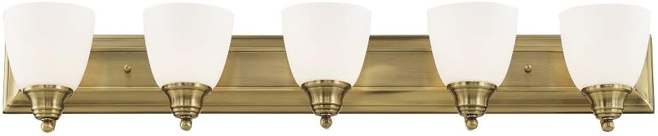 Livex Lighting 10505-91 Transitional Five Light Bath Vanity from Springfield Collection in Pwt, Nckl, B/S, Slvr. Finish, Brushed Nickel, 36 x 7 x 7