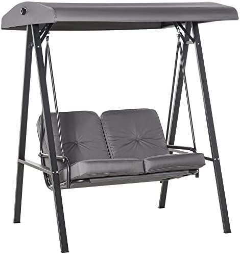 AECOJOY 2 Seater Garden Swing Chair,Outdoor Swing Bench With Adjustable ...