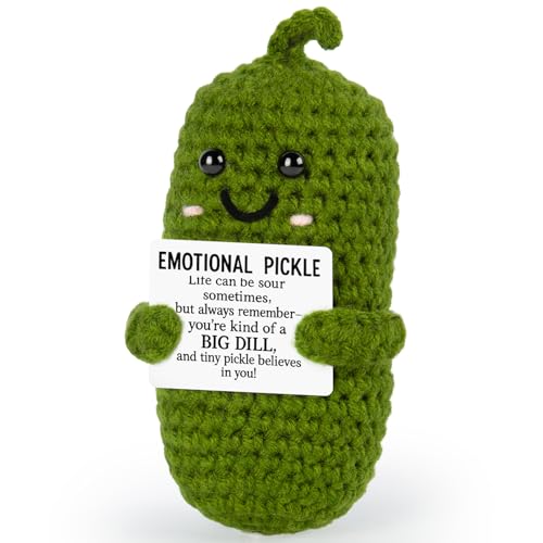 Emotional Support Crochet, Positive Crochet Pickle, Encouragement Gifts for Women Men Birthday Christmas Self Care Friends Coworkers Relaxation Gift D