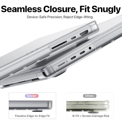 Image of Soonjet CrackGuard for MacBook Pro 14 inch Case | M5 M4 M3 M2 M1 Pro /Max 2026-2021 | Anti-Crack Upgrade | Flawless Fit | Anti Fingerprint & Scratch | Hard Shell Laptop Cover | Matte Clear