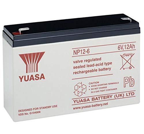 Yuasa NP12-6 Lead Acid Rechargeable Battery 12Ah 6v