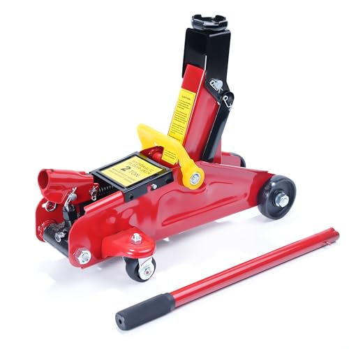 HYCHIKA Steel Racing Trolley Jack, Car Jack with Hydraulic Piston Quick Lift Pump, 1.5 Ton Capacity, Lifting Range 5.3-11.6 inch