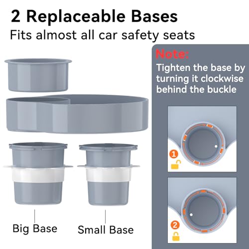 Image of [2 Packs] Kids Car Seat Tray, Travel Tray with Cup Holder for Toddler Baby, Kids Car Seat Food Snack Organizer for Road Trip, Stroller snack Organizer Travel Must Haves (Light Grey, 2 PCS)