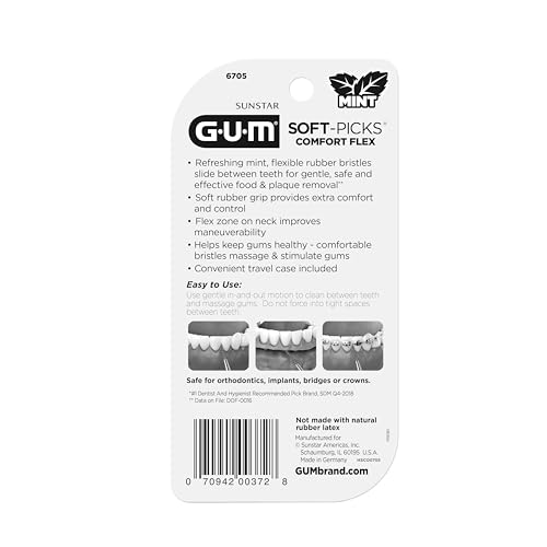 Image of GUM Soft-Picks Comfort Flex Mint - Easy-to-Use Interdental Picks for Plaque Removal Health with Convenient Carry Case, Dentist Recommended, 80 Count (Pack of 4) 320 Total