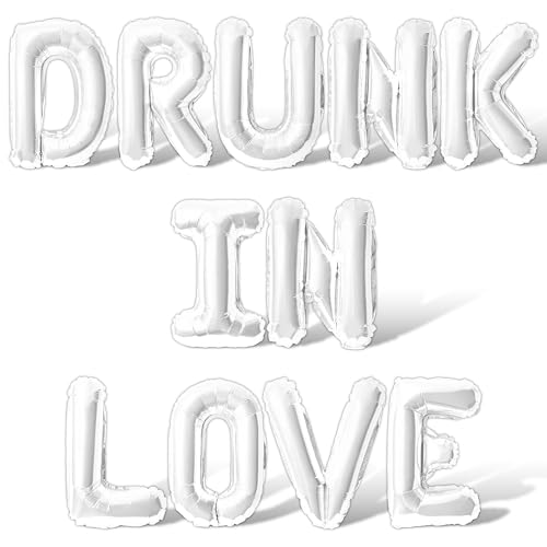 Ballons DRUNK IN LOVE alphabet en aluminium Mylar blanc pour fête EVJF