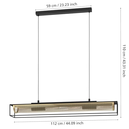 Eglo Lampada A Sospensione Nohales, 112 Cm, Nero/Ottone, A 4 Luci. - 6