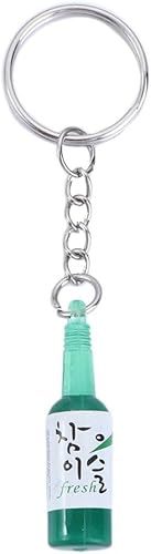 Llavero de botella de Soju, 6 colores, resina de simulación, cerveza, vino, baratija, llavero de botella de cerveza para mujer, 16 unidades (verde)