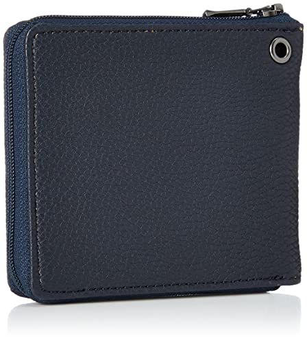 Edwin Bifold Wallet, Shrunk, Synthetic Leather, Round Zip, Coin Purse, Navy #TOP1
