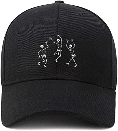 Dancing Skeleton Baseball Cap Adjustable Unstructured Cotton Dad Hat Sun Protection Hats Printed Baseball Cap Men's and Women's Baseball Cap Outdoor Sports Baseball Cap Great Gift