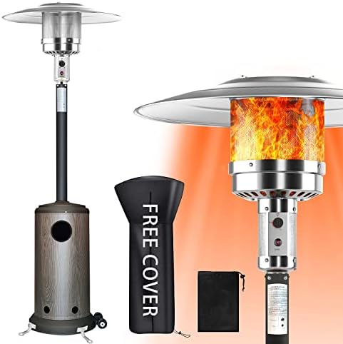 Patio Outdoor Heaters Propane - 48000 Btu Patio Heater Propane, Rapid Heating Propane Heater, Outdoor Heater with Wheels and Ground Plugs, Propane Heater for Garden, Party, Backyard, Restaurant