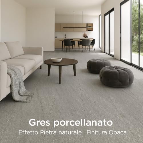 Fortunato Piastrella Interni Esterni Gres Porcellanato Rettificata Superficie Bocciardata Finitura Opaca London Grey 60X120 Cm (London Grey, 5,76 M²) - 2