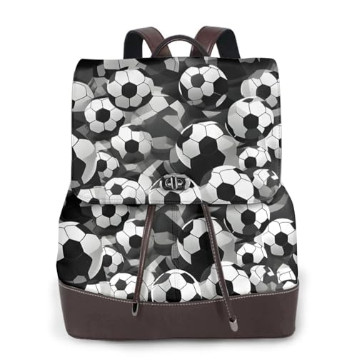 Sac à dos imprimé ballon de football en cuir tendance et polyvalent EdWal